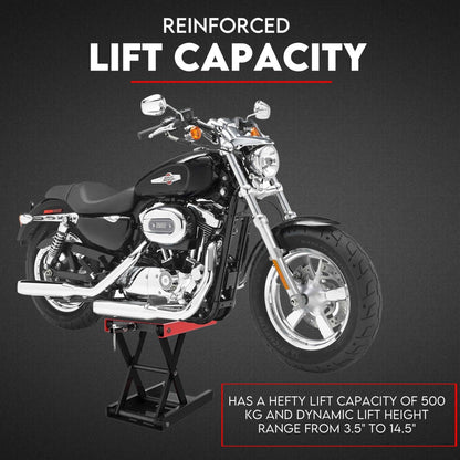 500kg Motorcycle Lift Scissor Jack Work Stand Motorbike Heavy Duty Bike