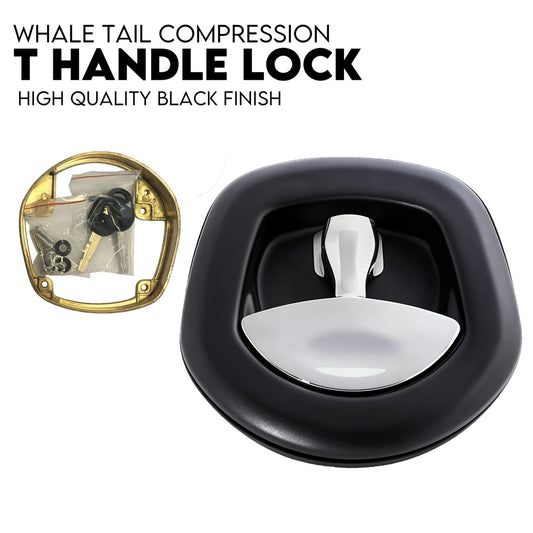 Whale Tail T Handle Lock Latch Compression Lock Trailer Toolbox Black Chrome