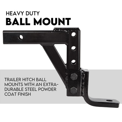 Towbar Adjustable Drop Tow Bar Ball Mount Tongue Hitch Trailer Car 3500KG 50mm