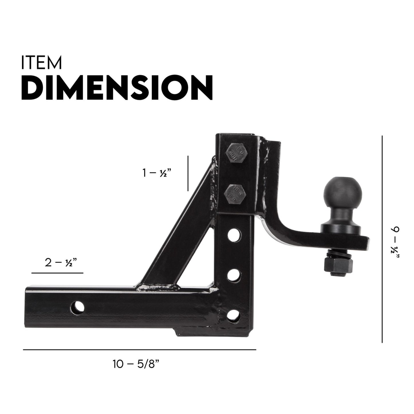Towbar Adjustable Drop Tow Bar Ball Mount Tongue Hitch Trailer Car 3500KG 50mm