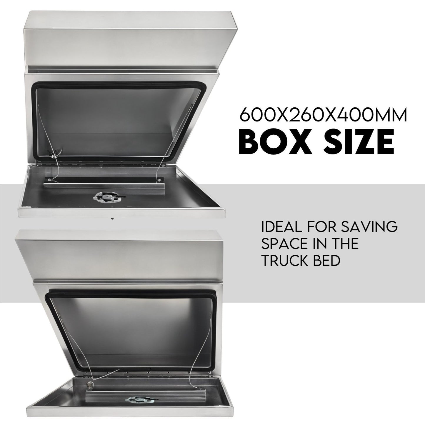600mm Pair of Under Tray Undertray Tool Box Aluminium Alloy Underbody Toolbox