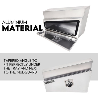 750mm Pair of Undertray Toolbox Aluminium Under Tray Underbody Tool Box Flat UTE