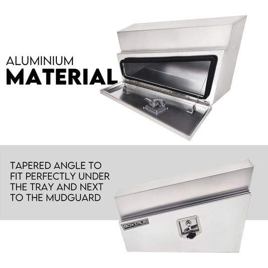 750mm Pair of Undertray Toolbox Aluminium Under Tray Underbody Tool Box Flat UTE