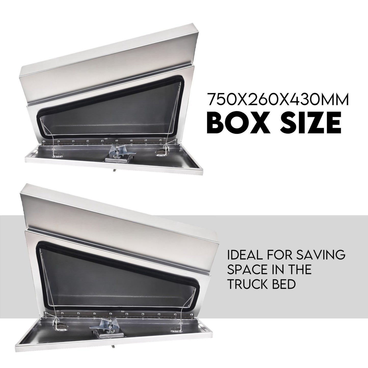 750mm Pair of Undertray Toolbox Aluminium Under Tray Underbody Tool Box Flat UTE