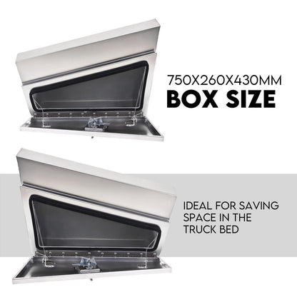 750mm Pair of Undertray Toolbox Aluminium Under Tray Underbody Tool Box Flat UTE
