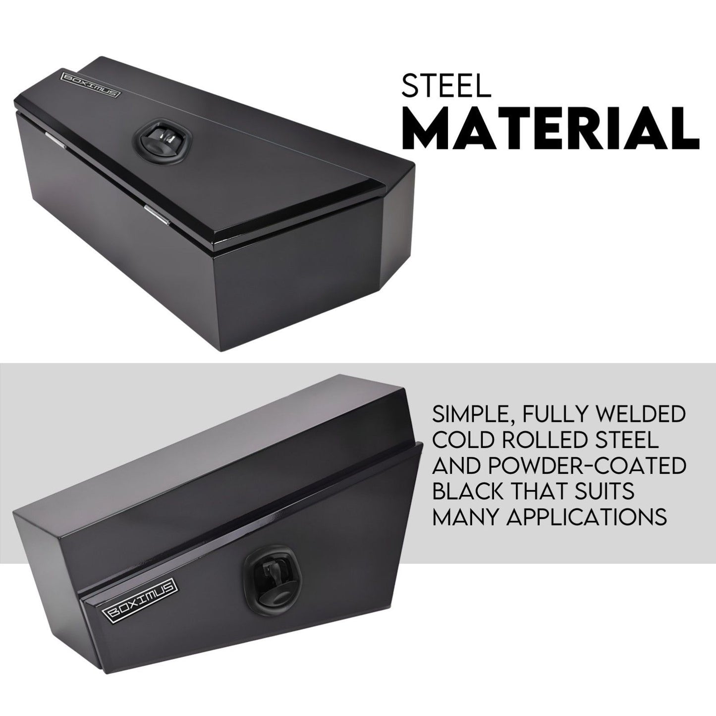 Under Tray Tool Box Underbody Pair Set 750mm Black Steel