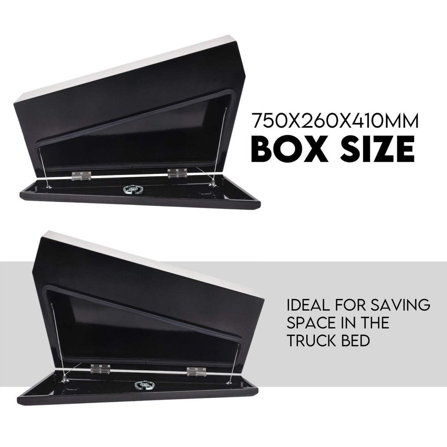 Under Tray Tool Box Underbody Pair Set 750mm Black Steel