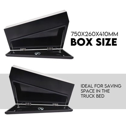 Under Tray Tool Box Underbody Pair Set 750mm Black Steel