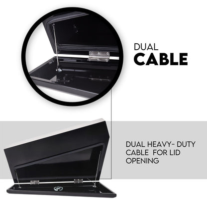 Under Tray Tool Box Underbody Pair Set 750mm Black Steel