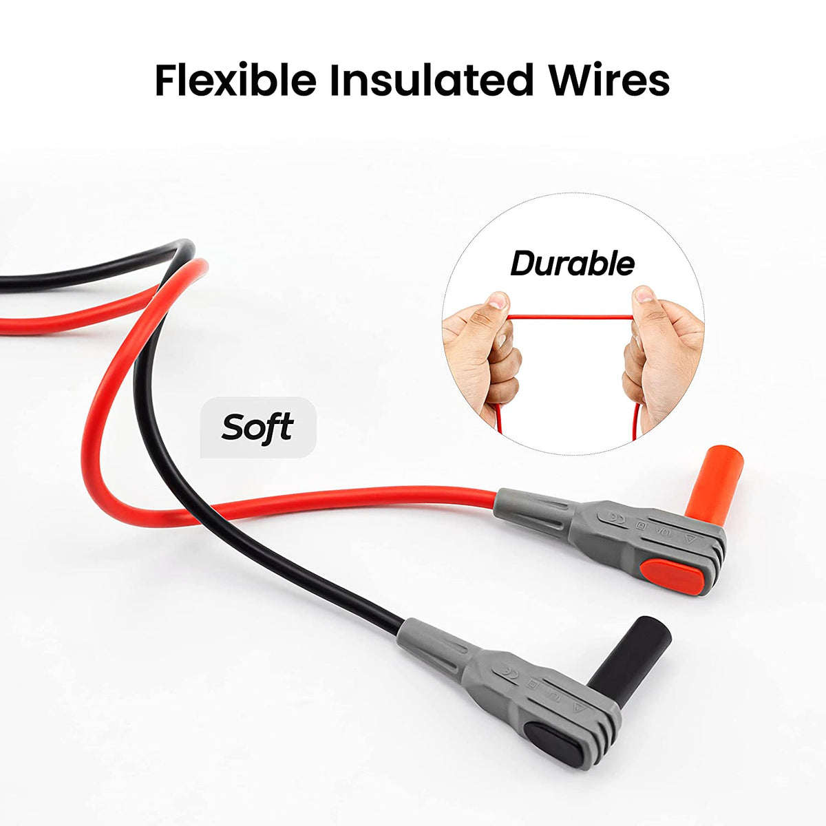 KAIWEETS Soft Silicone Electrician Test Leads Kit CAT III 1000V & CAT IV 600V with Alligator Clips and Needle Probe for Fluke/AstroAI/INNOVA Multimeter Electronic Clamp Meter 8PCS
