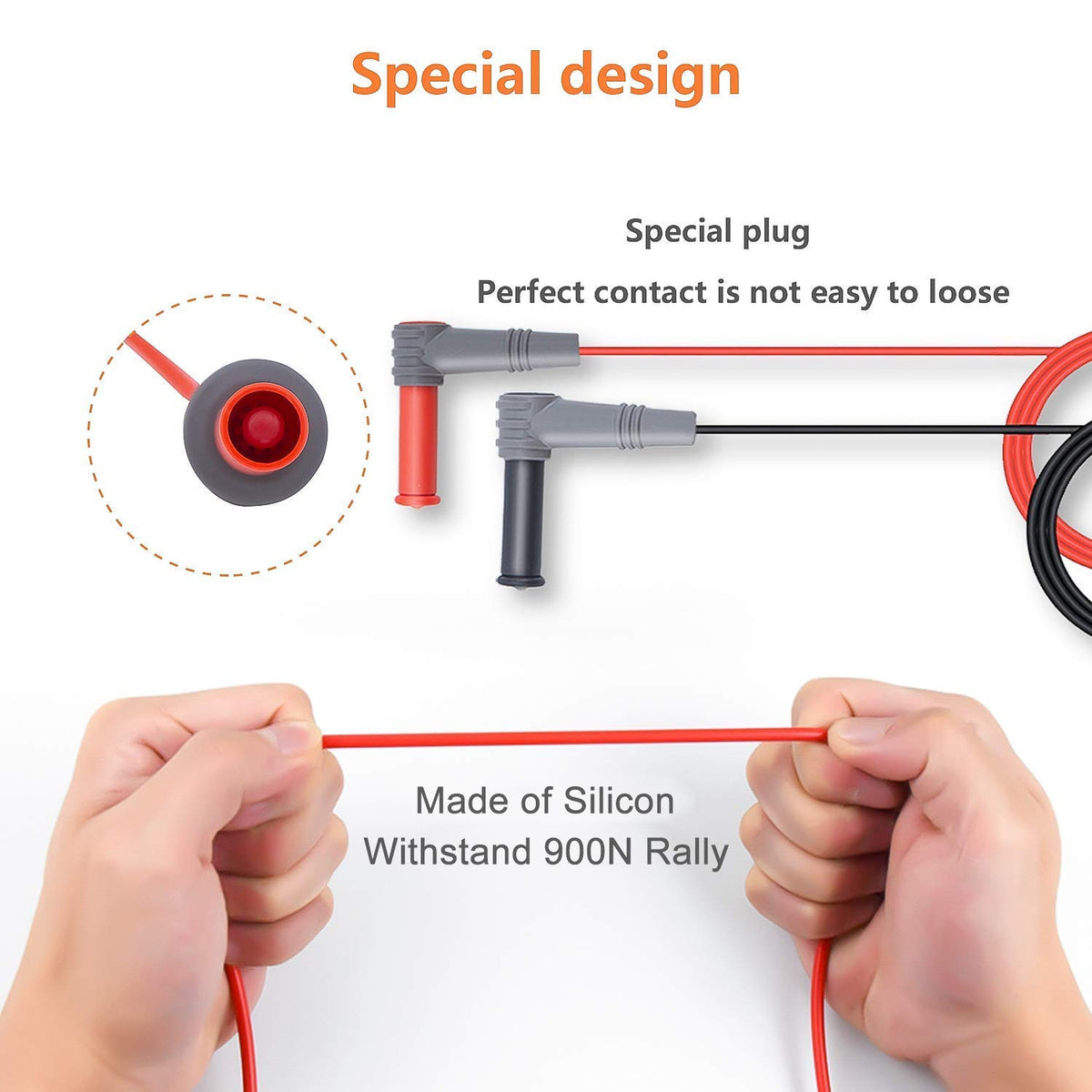 KAIWEETS Soft Silicone Electrician Test Leads Kit CAT III 1000V & CAT IV 600V with Alligator Clips and Needle Probe for Fluke/AstroAI/INNOVA Multimeter Electronic Clamp Meter 8PCS