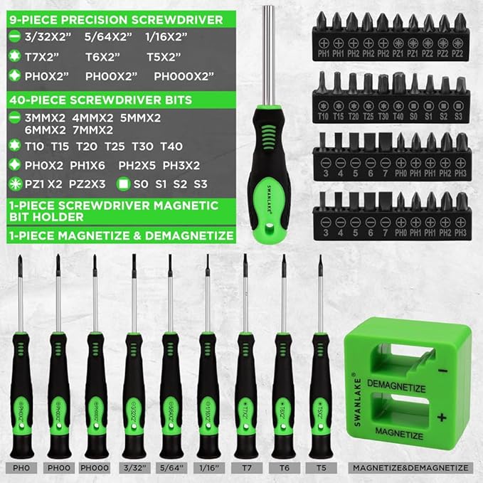 SWANLAKE 86-Piece Magnetic Screwdriver Set Nut Drivers Replaceable Screwdriver Bits