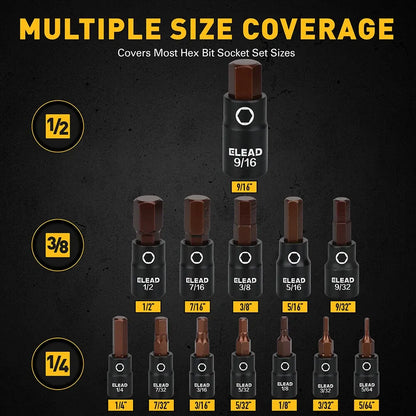 ELEAD 16-Piece Torx Bit Socket Set - Premium S2 Steel European Style T8-T60 with Socket Adapters