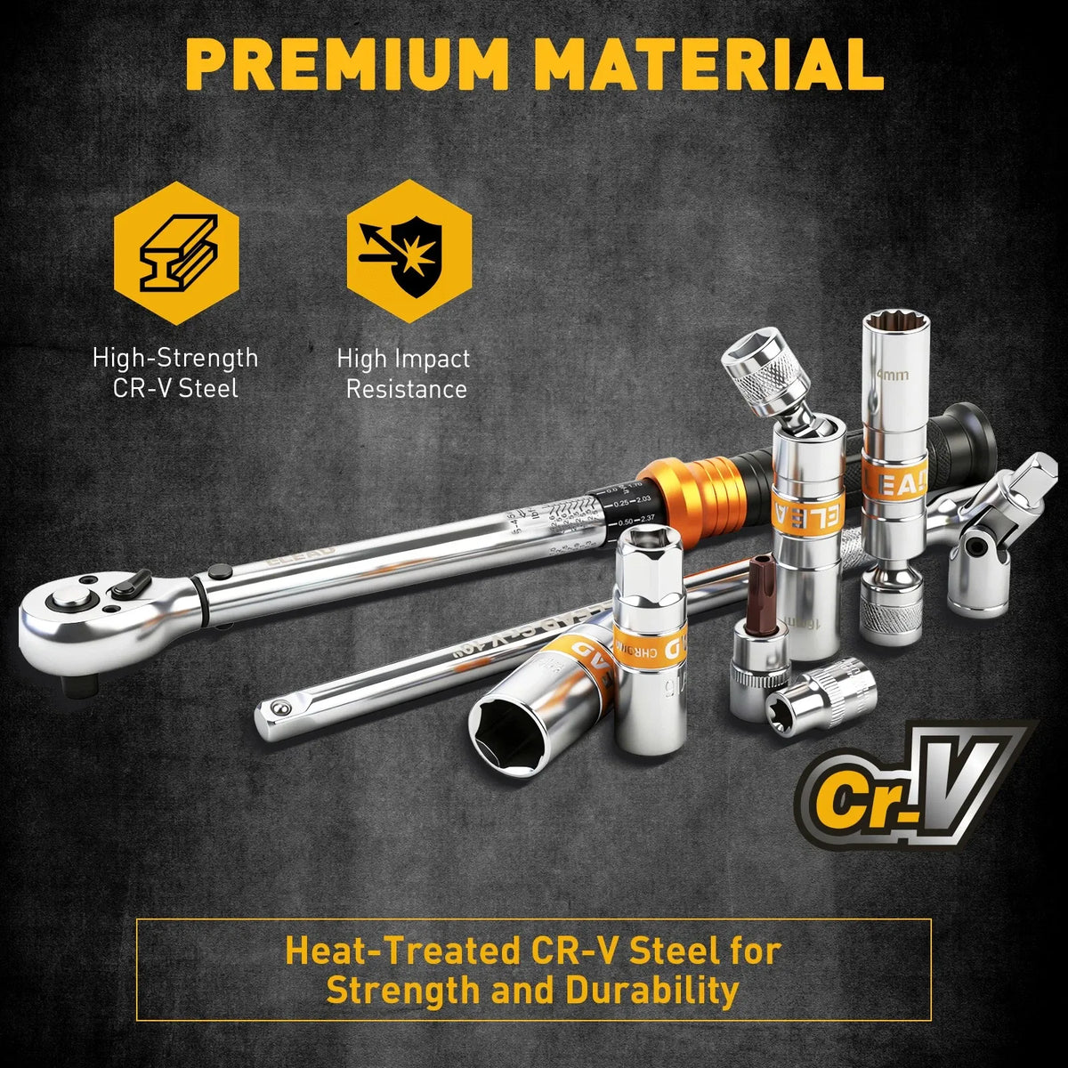 ELEAD 16-Piece 3/8" Drive Spark Plug Socket Set with Torque Wrench, Swivel Sockets, Extension Bar & Torx Bits
