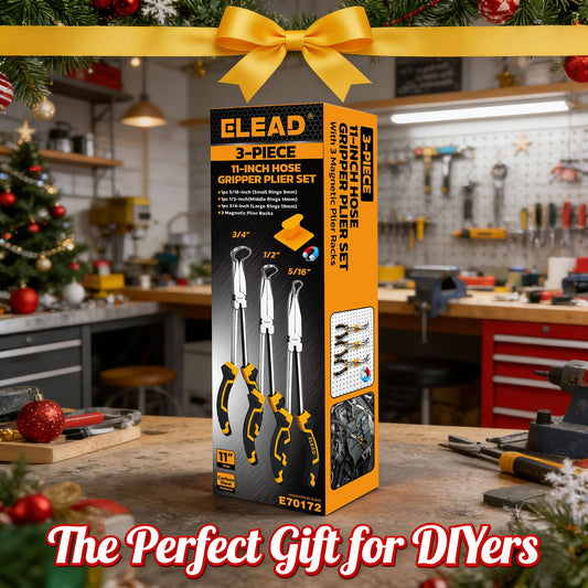 ELEAD 3-Piece 11-Inch Hose Gripper Pliers Set, Long Reach Hose Clamp Pliers with Magnetic Rack