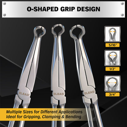ELEAD 3-Piece 11-Inch Hose Gripper Pliers Set, Long Reach Hose Clamp Pliers with Magnetic Rack
