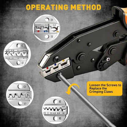 ELEAD 200-Piece Wire Crimping Tool Kit with 5 Interchangeable Jaws, Ratcheting Ferrule Crimper for Insulated