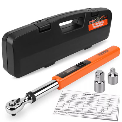HORUSDY 3/8" Drive Digital Torque Wrench, 4.4-44.3Ft.lb / 3-60N.m, 2% Accuracy LED Display with Socket Adaptors, High-Precision, Ideal for Automotive