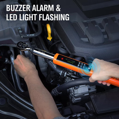 HORUSDY 3/8" Drive Digital Torque Wrench, 4.4-44.3Ft.lb / 3-60N.m, 2% Accuracy LED Display with Socket Adaptors, High-Precision, Ideal for Automotive