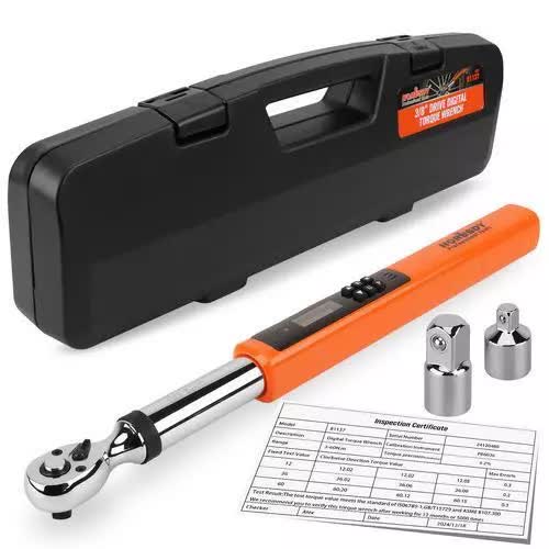 HORUSDY 3/8" Drive Digital Torque Wrench, 4.4-44.3Ft.lb / 3-60N.m, 2% Accuracy LED Display with Socket Adaptors, High-Precision, Ideal for Automotive