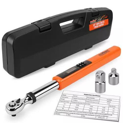 HORUSDY 3/8" Drive Digital Torque Wrench, 4.4-44.3Ft.lb / 3-60N.m, 2% Accuracy LED Display with Socket Adaptors, High-Precision, Ideal for Automotive
