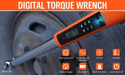 HORUSDY 1/2" Drive Digital Torque Wrench, 25-250Ft.lb / 34-340N.m, 2% Accuracy LED Display with Socket Adaptors