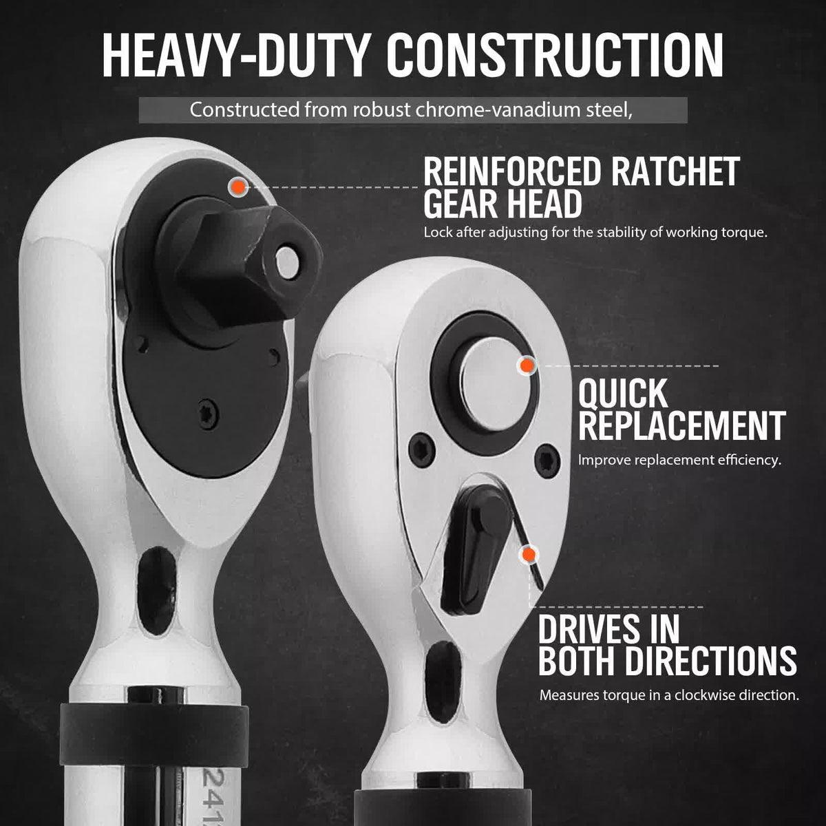HORUSDY 1/2" Drive Digital Torque Wrench, 25-250Ft.lb / 34-340N.m, 2% Accuracy LED Display with Socket Adaptors