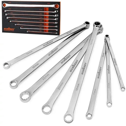HORUSDY 8-Piece Extra Long Spanner Set, 8mm-24mm Aviation Spanners Double Box End, 5mm Thick CR-V Steel with Storage Foam for Tool Drawers