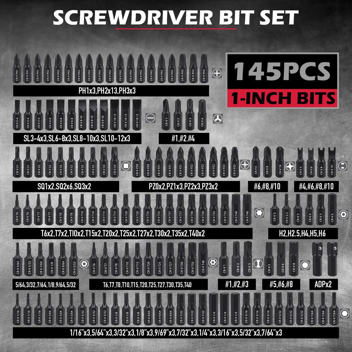 SEDY 232-Piece Ultimate Screwdriver Bit Set, Cr-V Impact Driver Bit Set Includes Security Bits