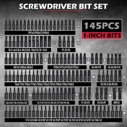SEDY 232-Piece Ultimate Screwdriver Bit Set, Cr-V Impact Driver Bit Set Includes Security Bits