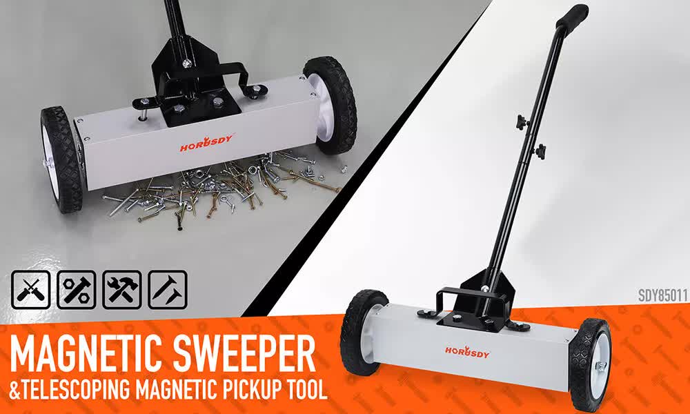 HORUSDY 45Lbs Rolling Magnetic Sweeper with Wheels, 18-Inch Magnet Pickup Sweeper