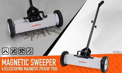 HORUSDY 45Lbs Rolling Magnetic Sweeper with Wheels, 18-Inch Magnet Pickup Sweeper