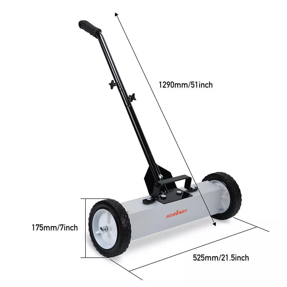 HORUSDY 45Lbs Rolling Magnetic Sweeper with Wheels, 18-Inch Magnet Pickup Sweeper