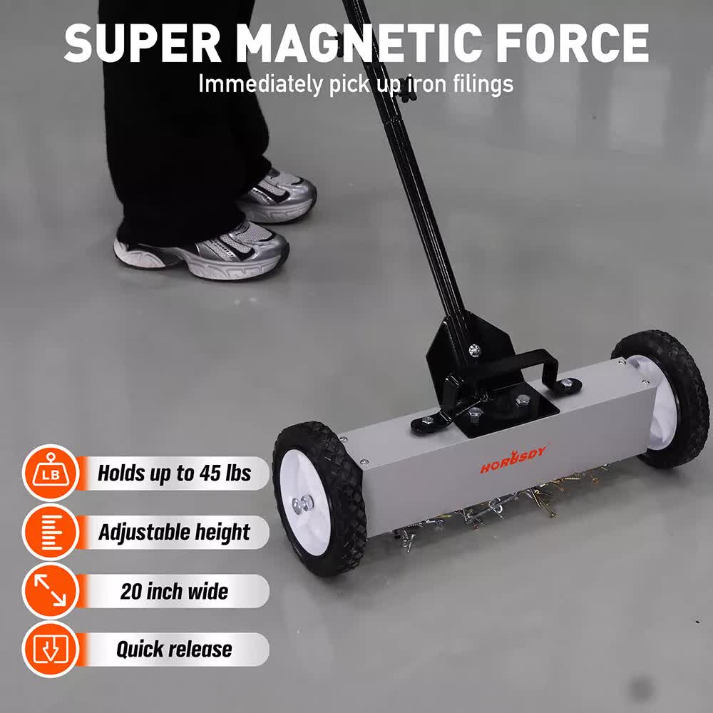 HORUSDY 45Lbs Rolling Magnetic Sweeper with Wheels, 18-Inch Magnet Pickup Sweeper