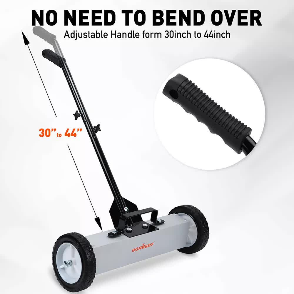 HORUSDY 45Lbs Rolling Magnetic Sweeper with Wheels, 18-Inch Magnet Pickup Sweeper