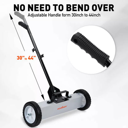 HORUSDY 45Lbs Rolling Magnetic Sweeper with Wheels, 18-Inch Magnet Pickup Sweeper