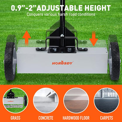HORUSDY 45Lbs Rolling Magnetic Sweeper with Wheels, 18-Inch Magnet Pickup Sweeper