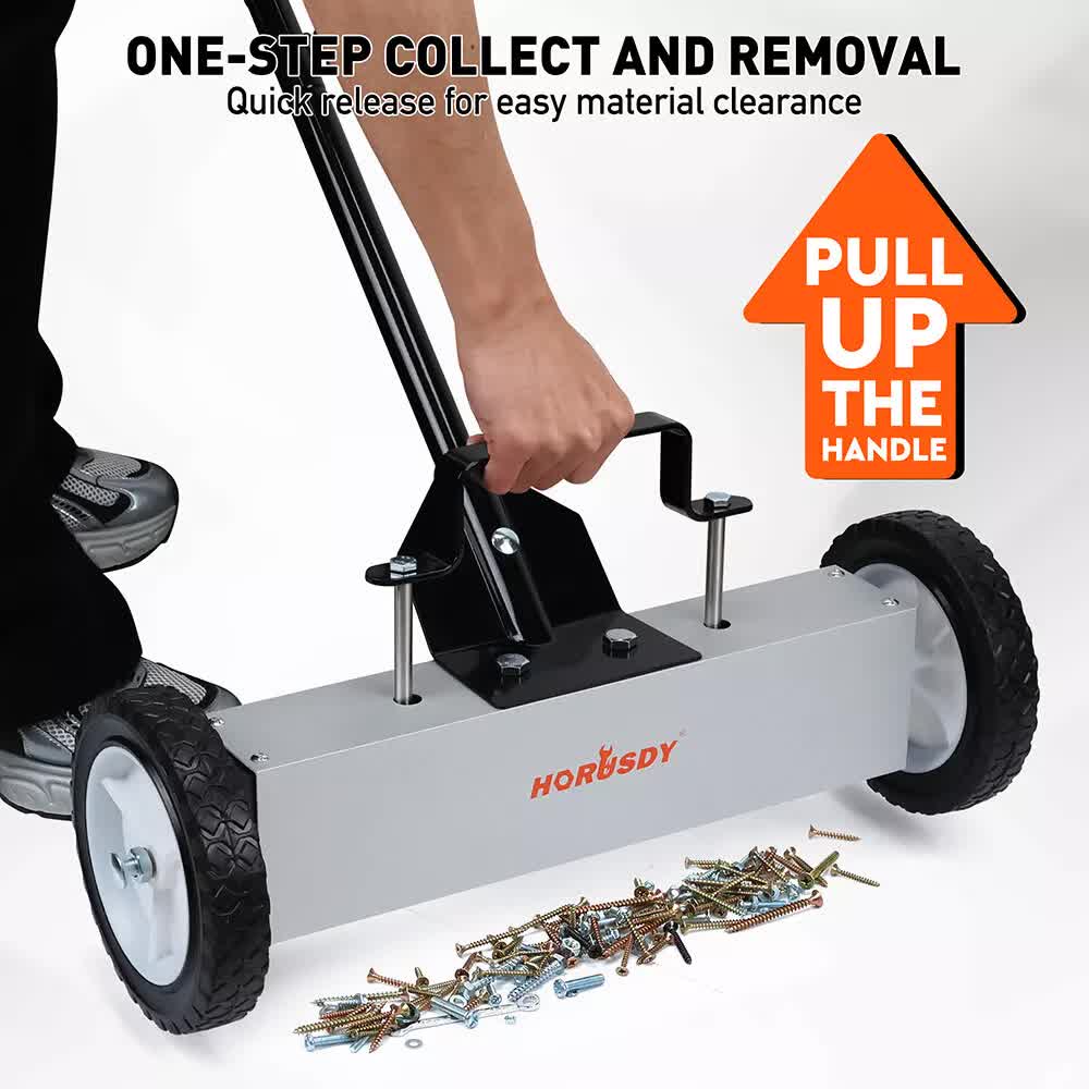HORUSDY 45Lbs Rolling Magnetic Sweeper with Wheels, 18-Inch Magnet Pickup Sweeper