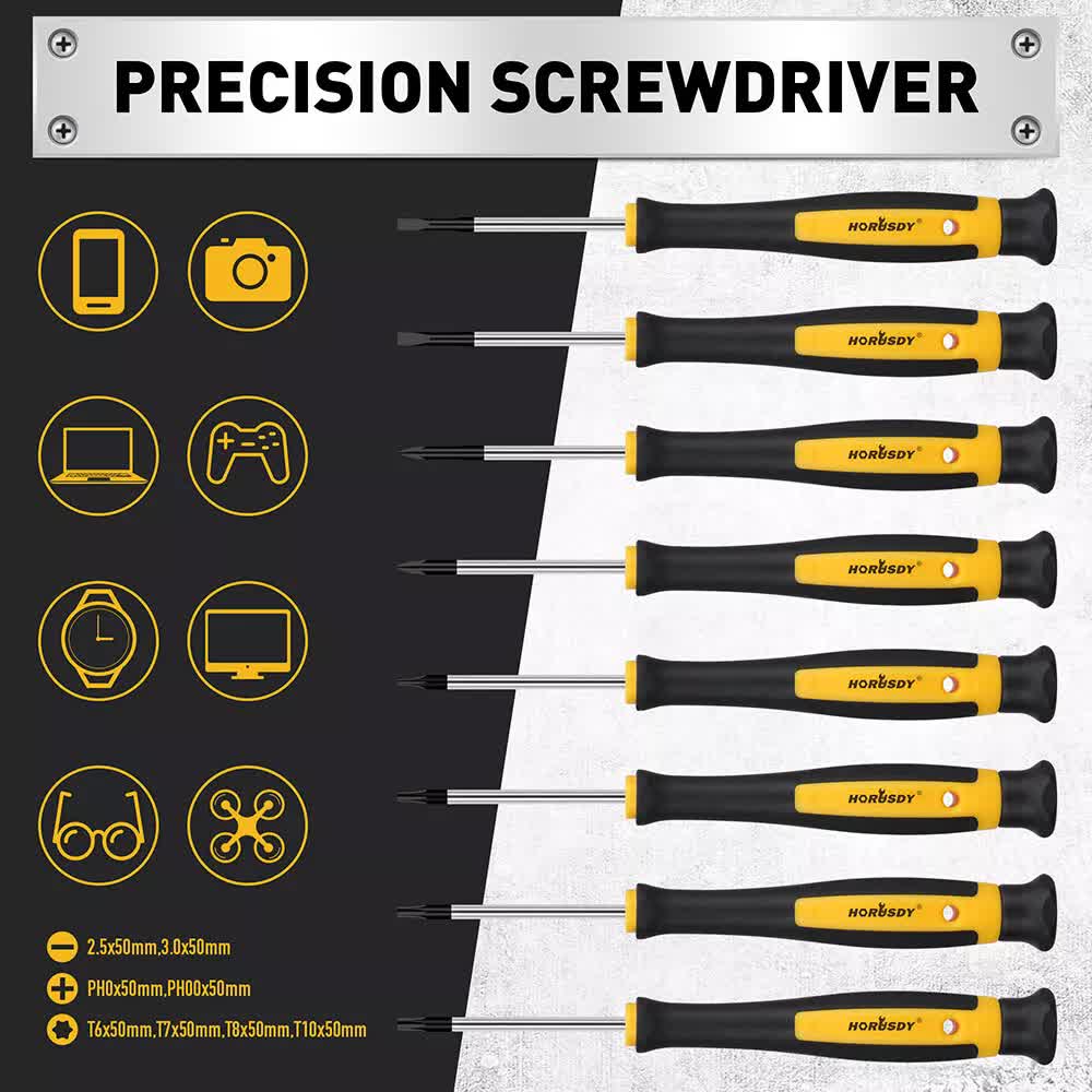 HORUSDY 140-Piece Magnetic Screwdriver Set with Plastic Racking, Includes SAE & Metric Hex Keys