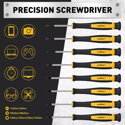 HORUSDY 140-Piece Magnetic Screwdriver Set with Plastic Racking, Includes SAE & Metric Hex Keys