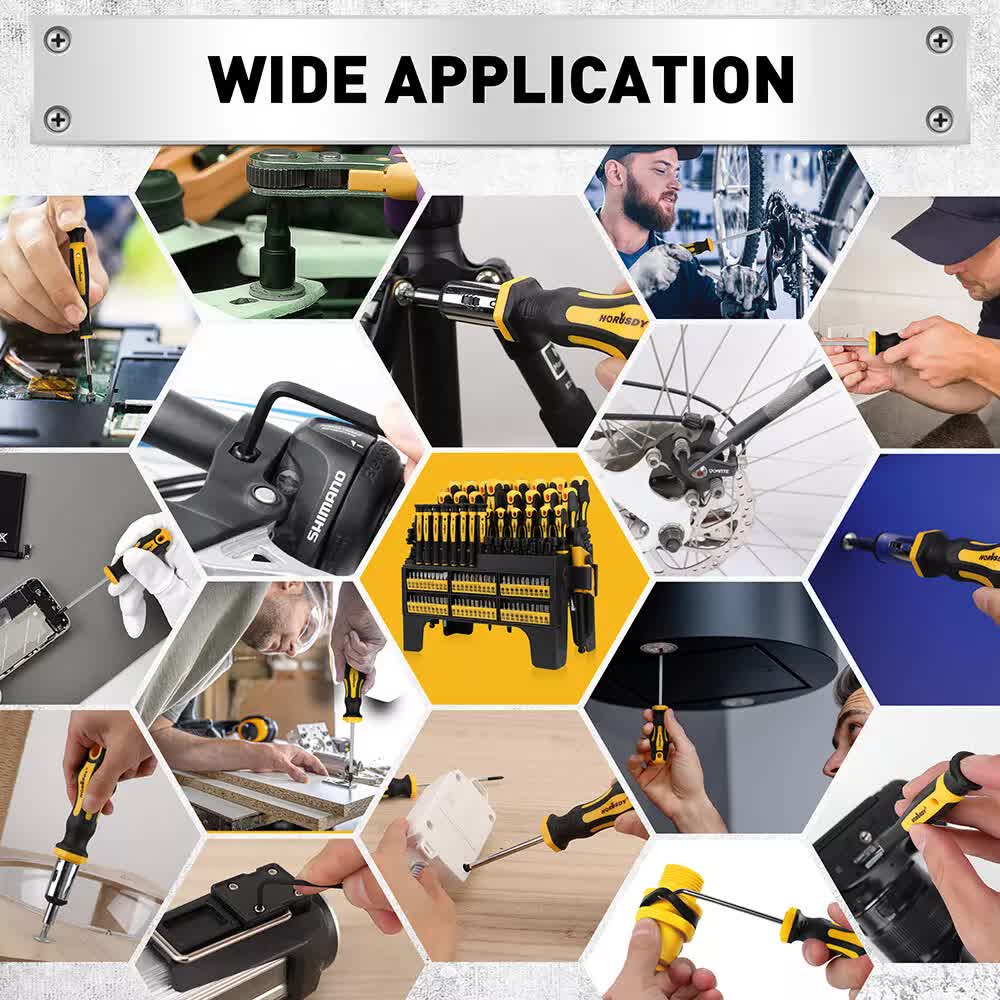 HORUSDY 140-Piece Magnetic Screwdriver Set with Plastic Racking, Includes SAE & Metric Hex Keys