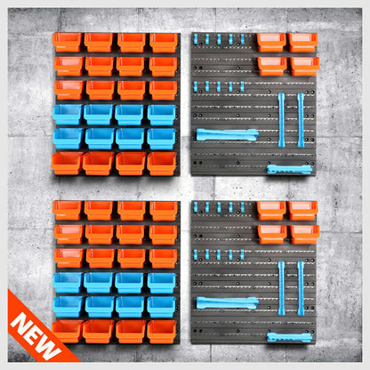 86Pc Wall Mounted Parts Storage Bins Tool Holder Rack Workshop Organiser