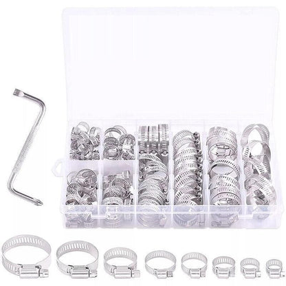 Stainless Steel Hose Clamps Clips Range Worm Gear Pipe Clamp Kit Au Stock 91Pcs