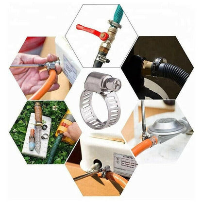 Stainless Steel Hose Clamps Clips Range Worm Gear Pipe Clamp Kit Au Stock 91Pcs