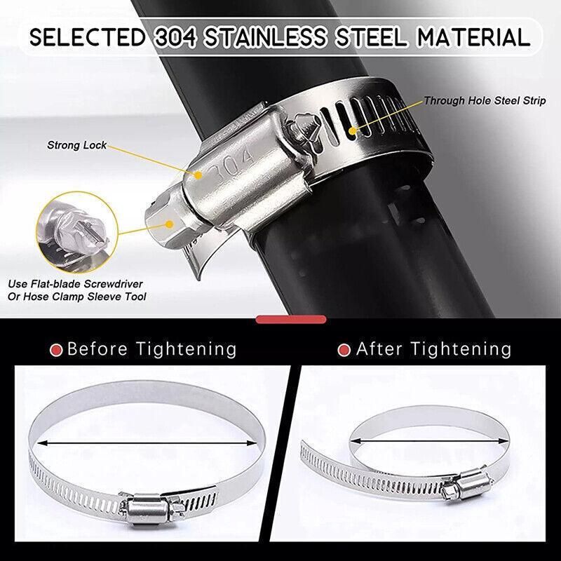 Stainless Steel Hose Clamps Clips Range Worm Gear Pipe Clamp Kit Au Stock 91Pcs