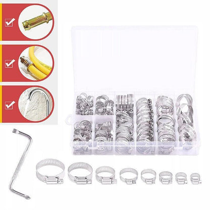 Stainless Steel Hose Clamps Clips Range Worm Gear Pipe Clamp Kit Au Stock 91Pcs