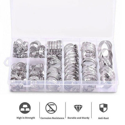 Stainless Steel Hose Clamps Clips Range Worm Gear Pipe Clamp Kit Au Stock 91Pcs
