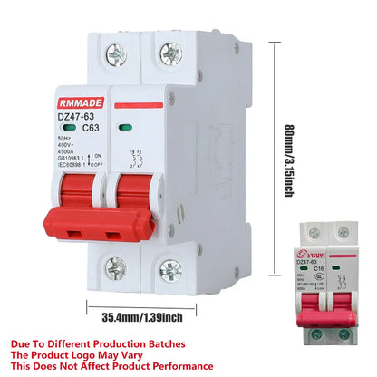 AC Circuit Breaker Solar 220-380V 2Pole Double MCB Mini 10-63 Amp - 32A