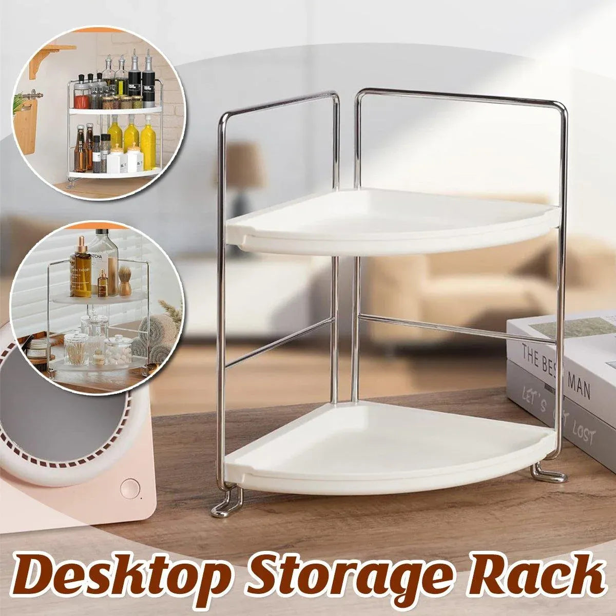 2 Tier Countertop Shelf Organizer Storage Rack for Kitchen Bathroom and Office