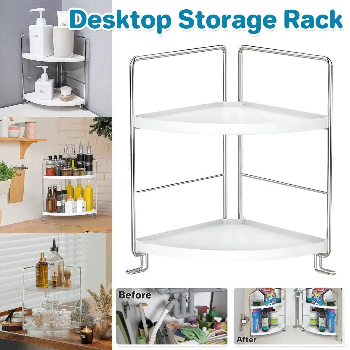2 Tier Countertop Shelf Organizer Storage Rack for Kitchen Bathroom and Office